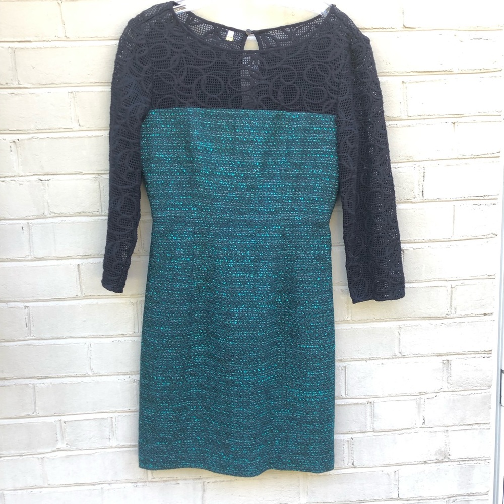 NWOT 4.Collective Size 0 Jacquard& Black LaceDress